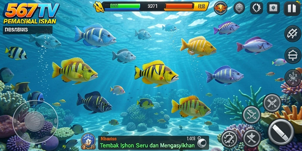 Tangkapan layar permainan 567TV dengan aksi menembak ikan yang mendebarkan.