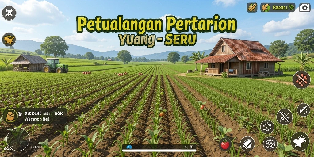 Screenshot menunjukkan pemain sedang merawat tanaman di ladang.