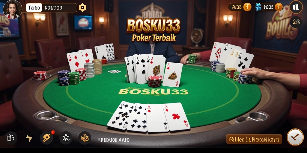 Tampilan gameplay menarik dari BOSKU33 yang penuh strategi Poker.