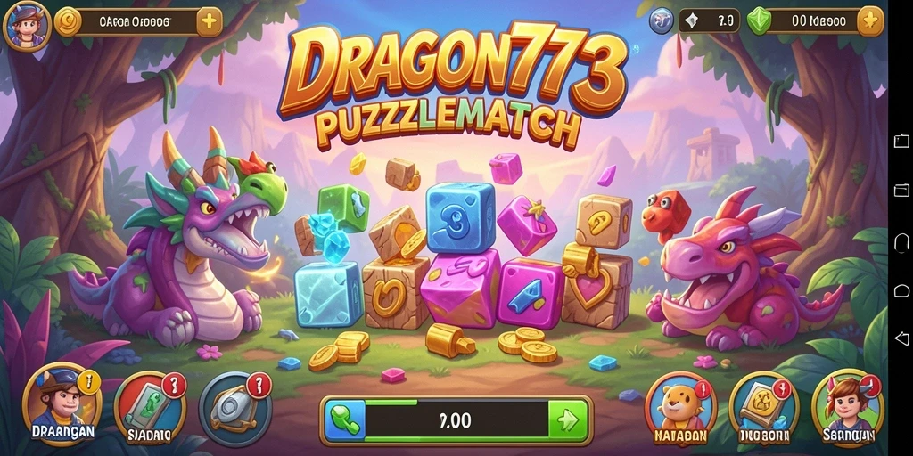 Gameplay seru mencocokkan permata dalam DRAGON777.