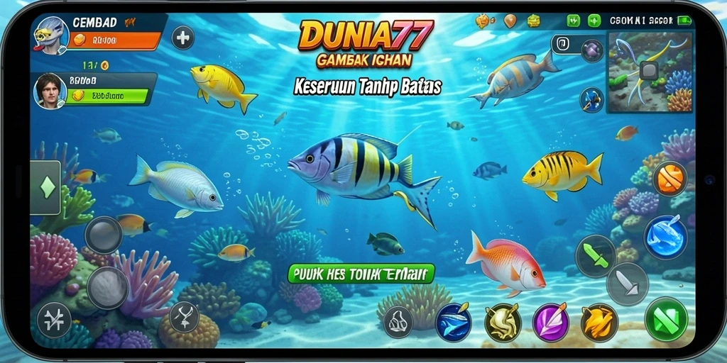 Tampilan menarik dari gameplay Tembak Ikan di DUNIA77.