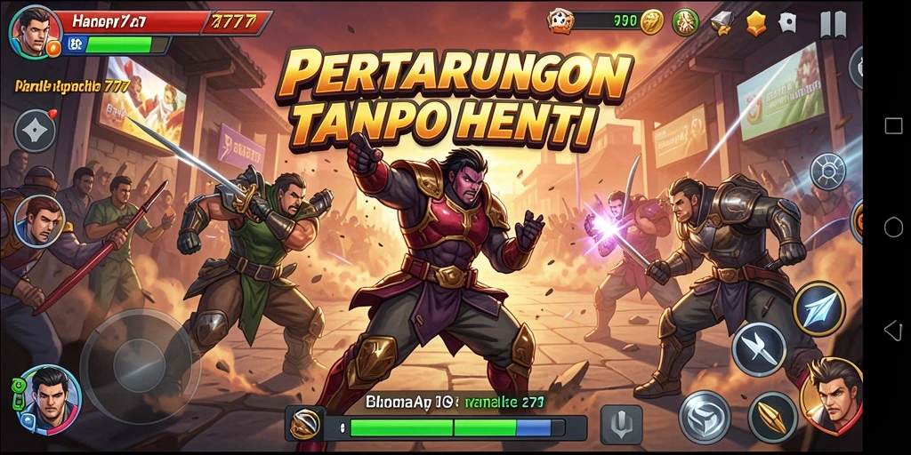 Tampilan gameplay epik dalam HARAPAN777, aksi pertarungan yang mendebarkan.
