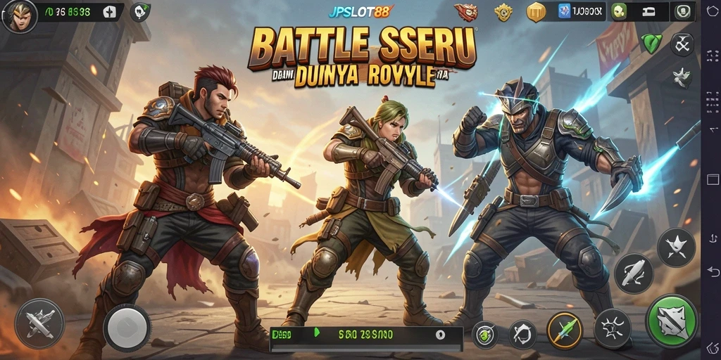 Tampilan gameplay seru JPSLOT88 dalam aksi Battle Royale.