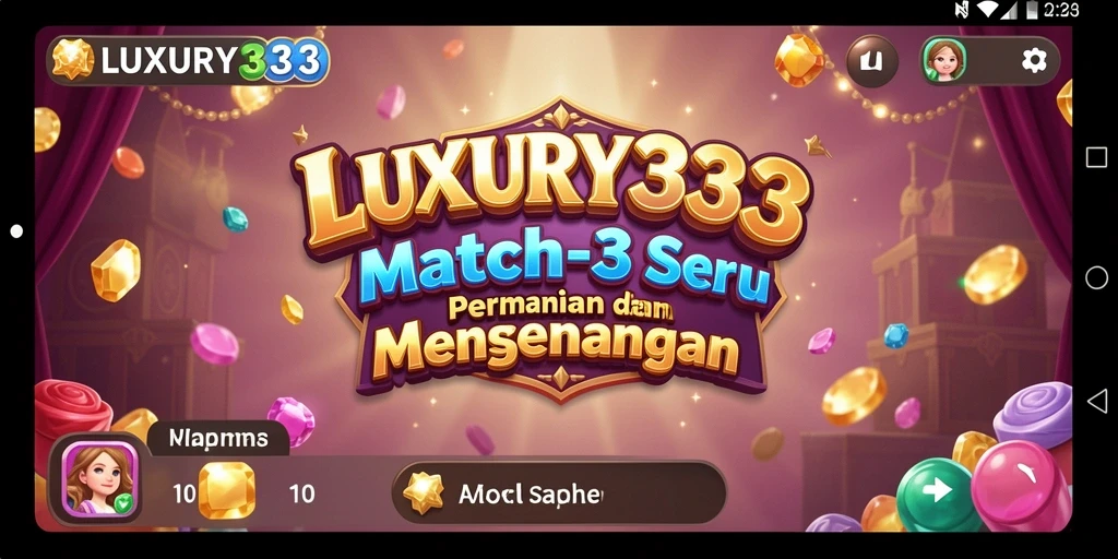 Tampilan permainan LUXURY333 dengan grafis Match-3 yang menawan.