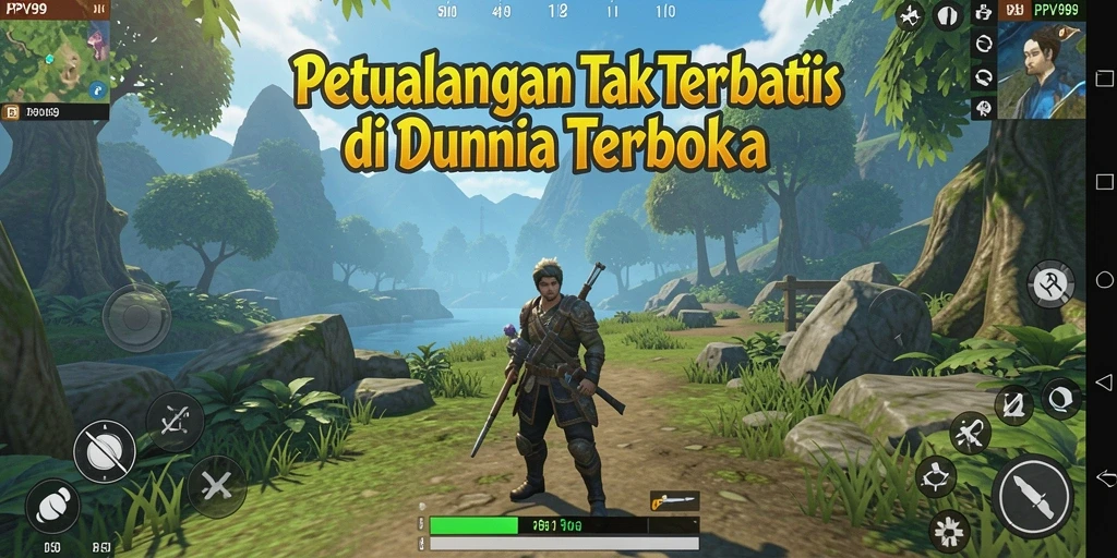 Tangkapan layar PPV99 menampilkan aksi petualangan dalam dunia terbuka yang menakjubkan.