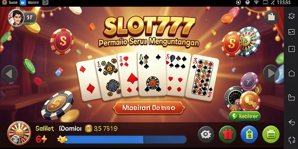 Screenshot utama SLOT777 menampilkan permainan Domino yang seru dan intens.