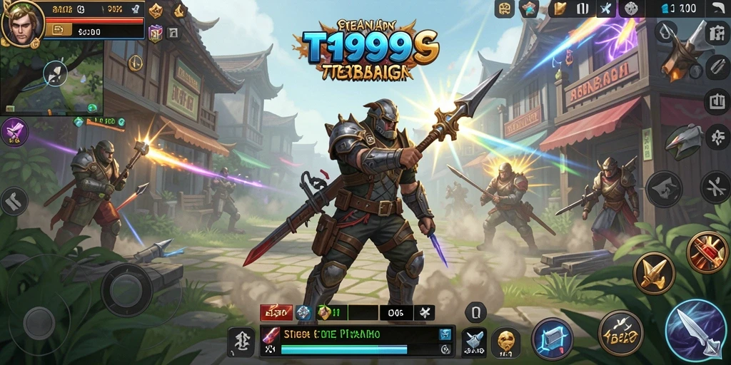 Screenshot gameplay T9999 menampilkan aksi strategis yang seru.